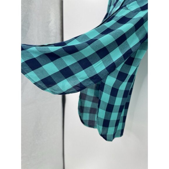 Sandra Ingrish Women’s Check Rayon Collared Button Up Blouse Sz Small Boho - Picture 5 of 10